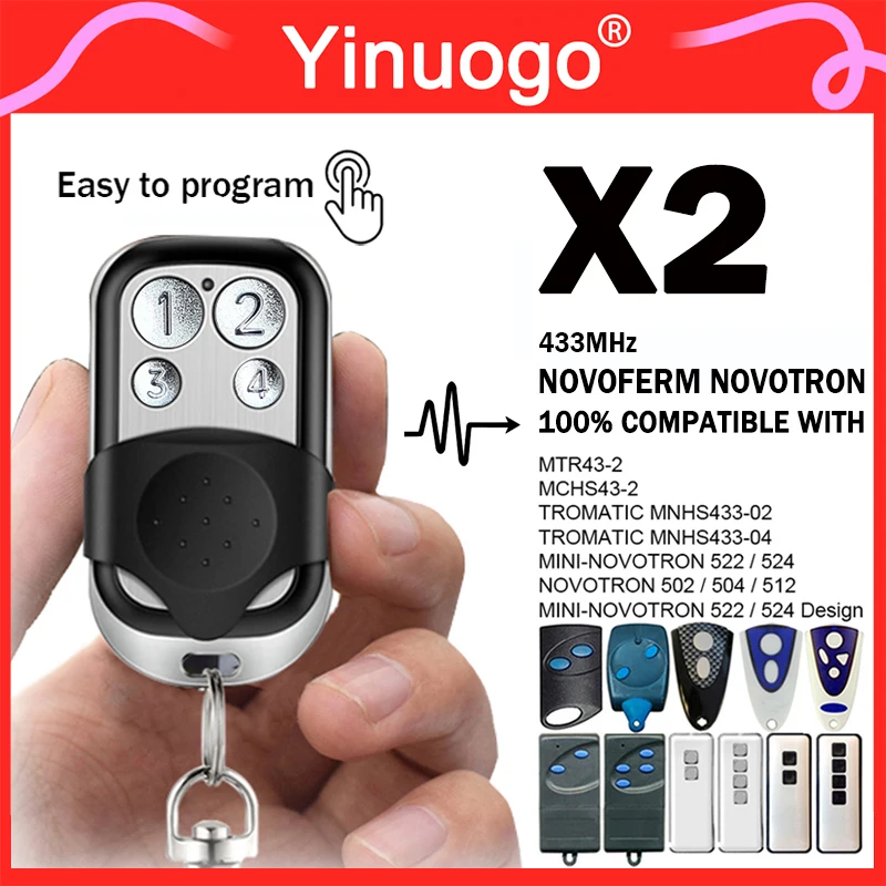 Für NOVOFERM Fernbedienung 433 MHz Rolling Code NOVOFERM NOVOTRON 502 512 504 522 524 MNHS433-02 MNHS433-04 Garagentoröffner Image