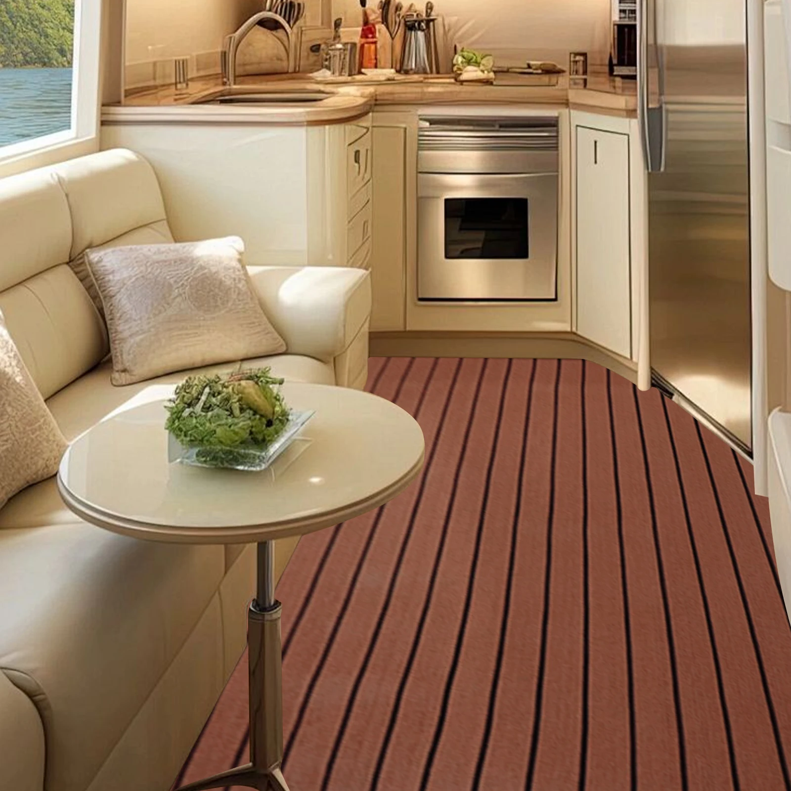 EVA-Antirutschmatte, hochdichte, langlebige Teak-Bodenmatte, DIY-Dekoration, dicke Matte, selbstklebende Unterlage für Wohnmobil-, Boot- oder Yachtböden Image