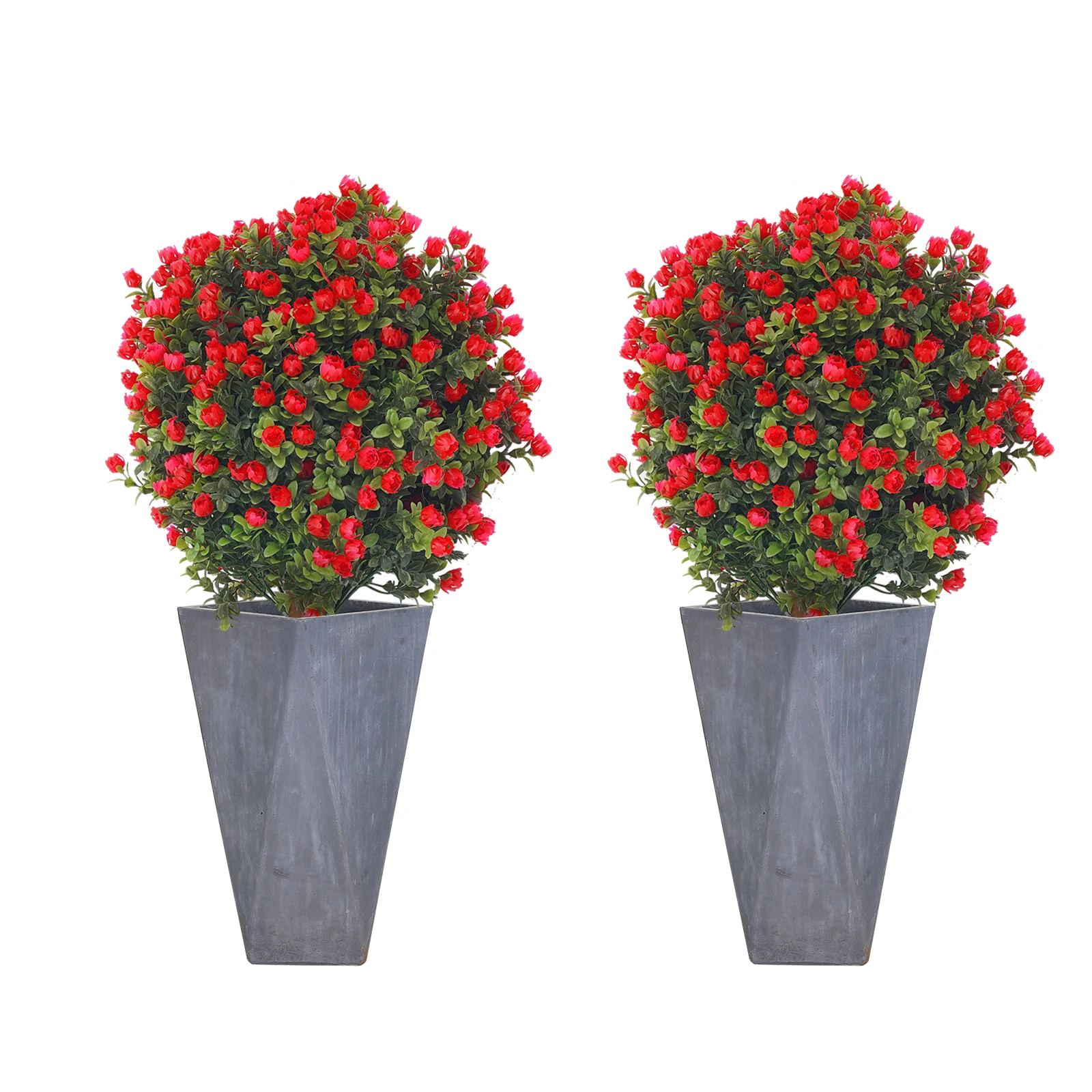 2 Stück Buchsbaum-Kugelbäume Freistehend Künstliche Pflanze für Innen- und Außenbereich Mit Holzresten Image