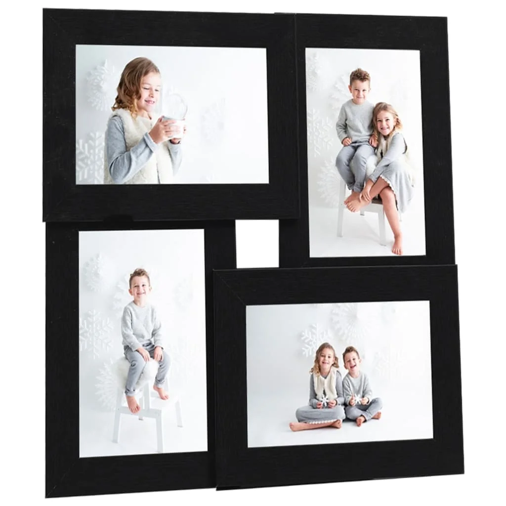 Fotorahmen-Collage für 4x (10x15 cm) Fotos Schwarze MDF-Holz-Bilderrahmen für Wandmontage Verschiedene Größen Verfügbar