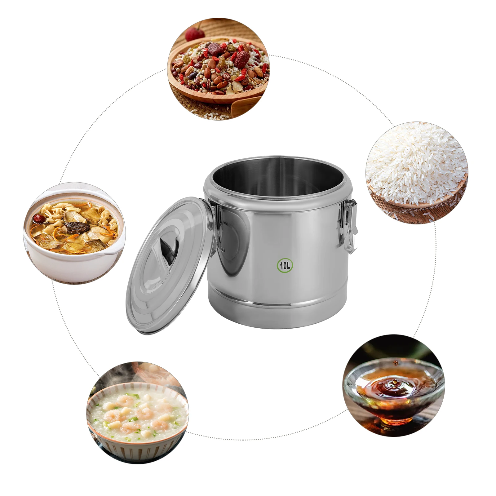 10L Kommerzieller Isolierbehälter für Restaurant, Cafeteria, Hotpot-Restaurant, Hotel, Heimküche - Lebensmittelechtes Material Image