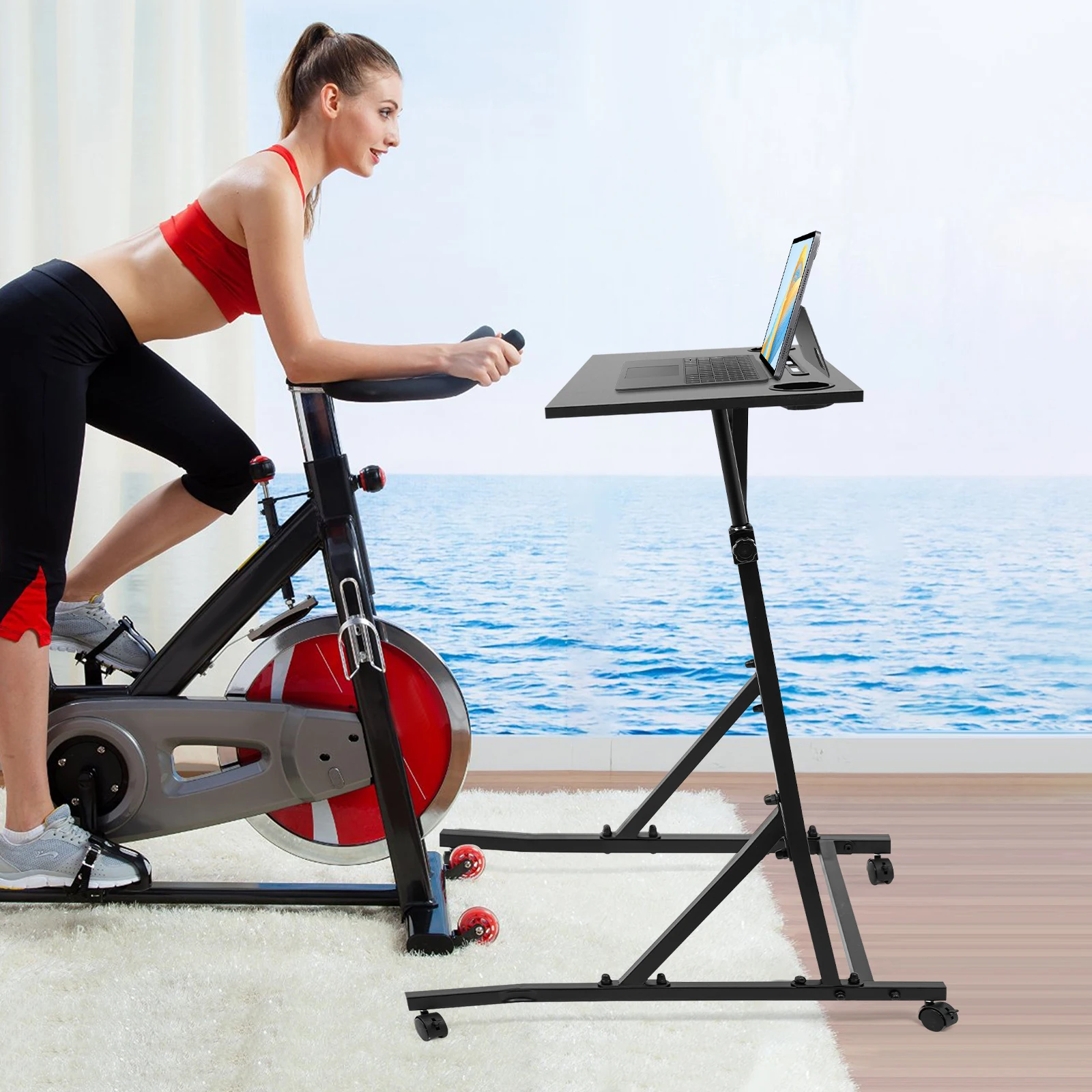 Verstellbarer Fahrradtrainer-Fitness-Schreibtisch 61*74*90-118cm Stehpult für Indoor-Cycling und Fahrradtrainer Image