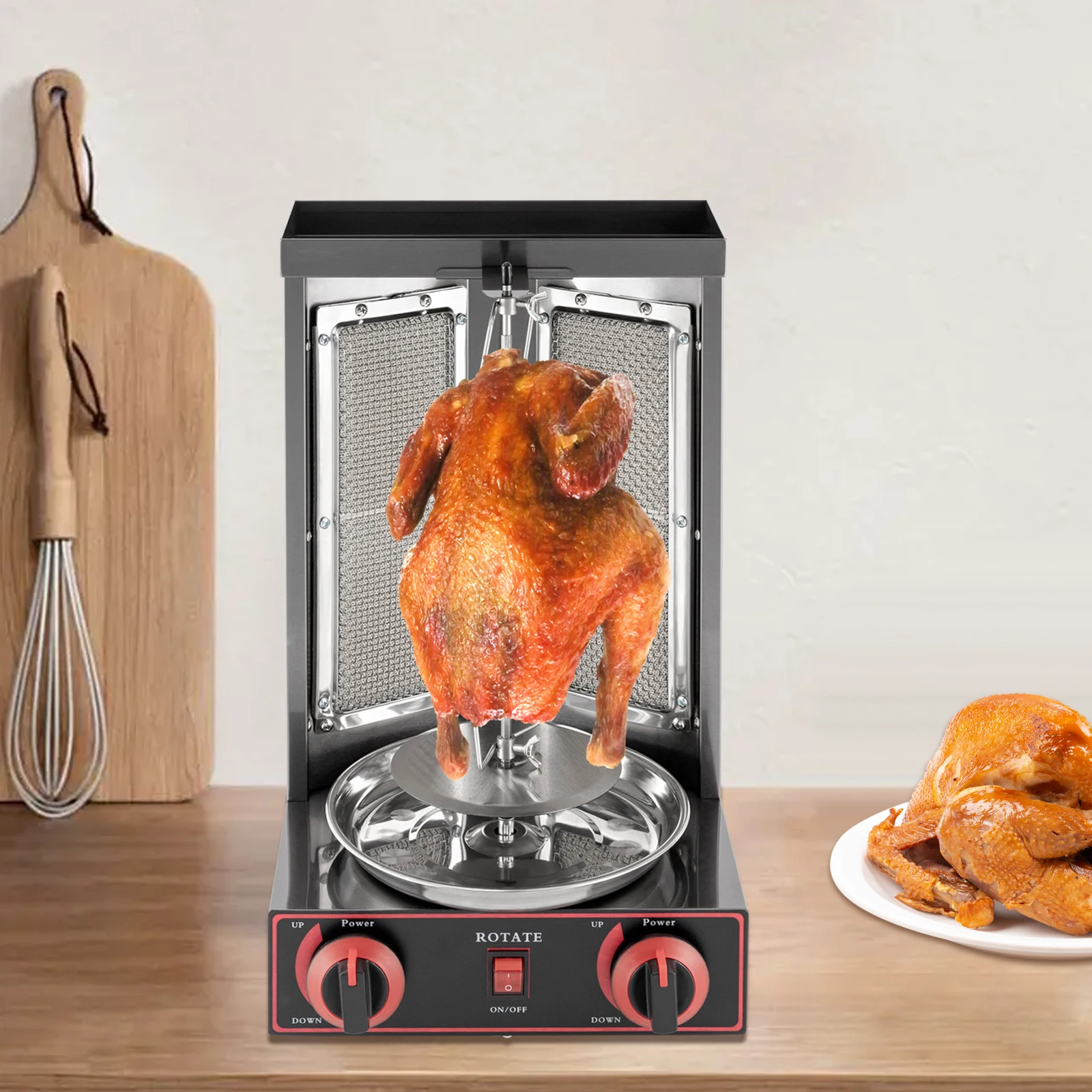 Gas-Schawarma-Maschine Döner-Kebab-Grill Gyros-Rotisserie-Ofen Fleischgrill mit 2 Brennern für Gewerbe, Haushalt und Restaurants Image