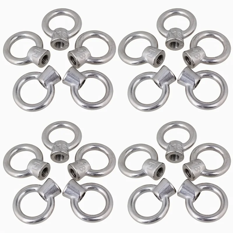 10 Stück 304 Edelstahl M8 Ringmutter, ringförmige Hebeöse im japanischen Stil, ringförmige Ösenmutter, handfest angezogene Ösenmutter, handfest angezogene Ringmutter Image