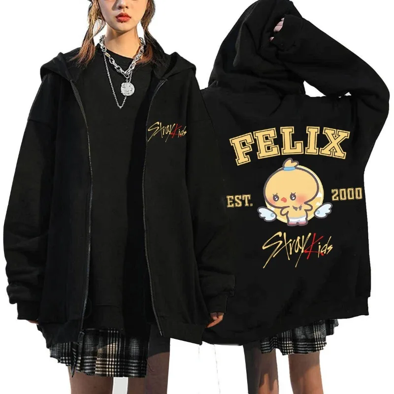 Niedlicher SKZOO Stray Kids Hoodie mit Cartoon-Motiv, Harajuku-Print, locker sitzender Reißverschluss-Hoodie, Weihnachts- und Geburtstagsgeschenke Image