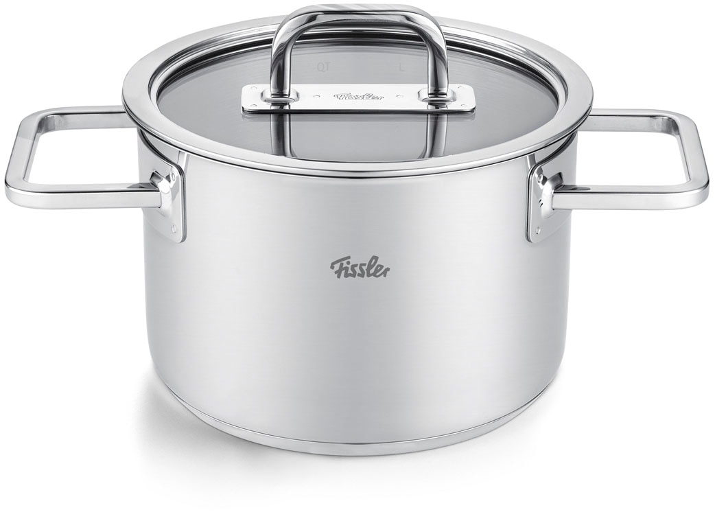 Kochtopf FISSLER "Viseo Pro", silberfarben, Ø:16cm, Töpfe, Kochtopf, Edelstahl-Kochtopf mit Glasdeckel und Superthermic Boden Image
