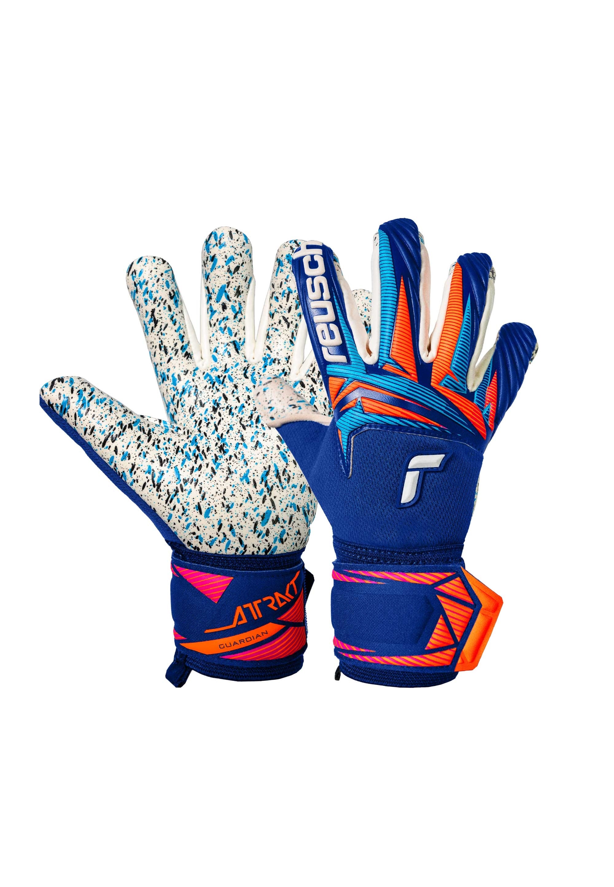Torwarthandschuhe REUSCH "Attrakt Fusion Guardian Junior", Kinder, Gr. 6,5, blau, 61% Latex, 27% Polyester, 6% Polyurethan, 5% Polyamid, Handschuhe, mit extrem griffigen Profi-Haftschaum Image