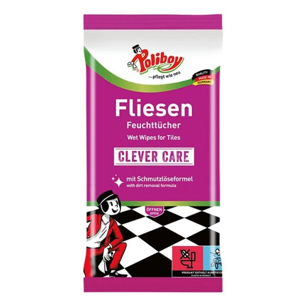 Poliboy Feuchte Bodenreinigungstücher für Fliesen »Clever Care« 15 Stück weiß, 22 cm