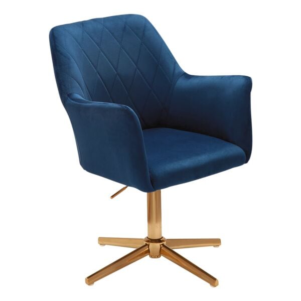 Wohnling Esszimmerstuhl Samt drehbar Blau, 55x97x42 cm