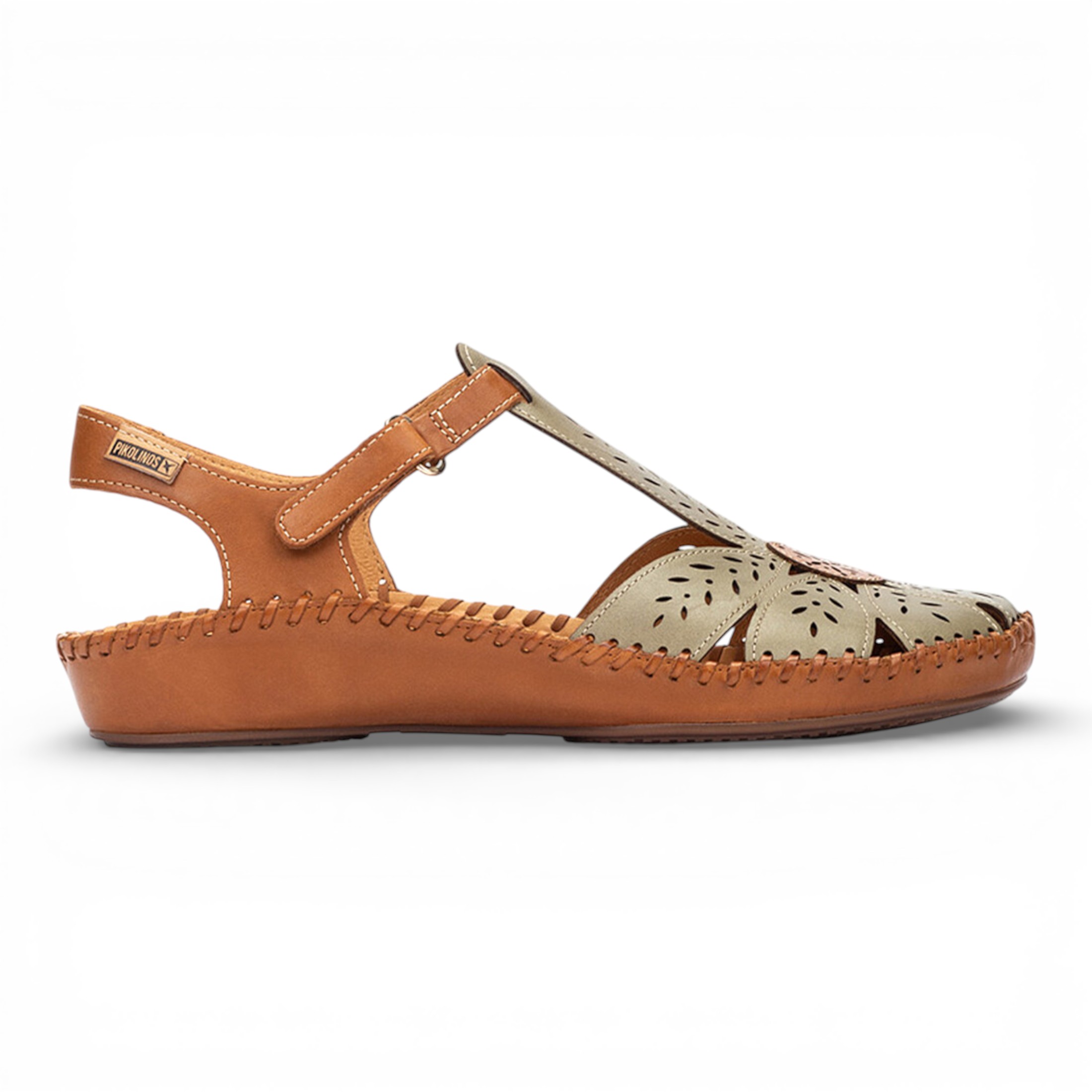 Pikolinos Damen-Keilsandalen aus hellgrünem Leder mit Polsterung - P-Vallarta
