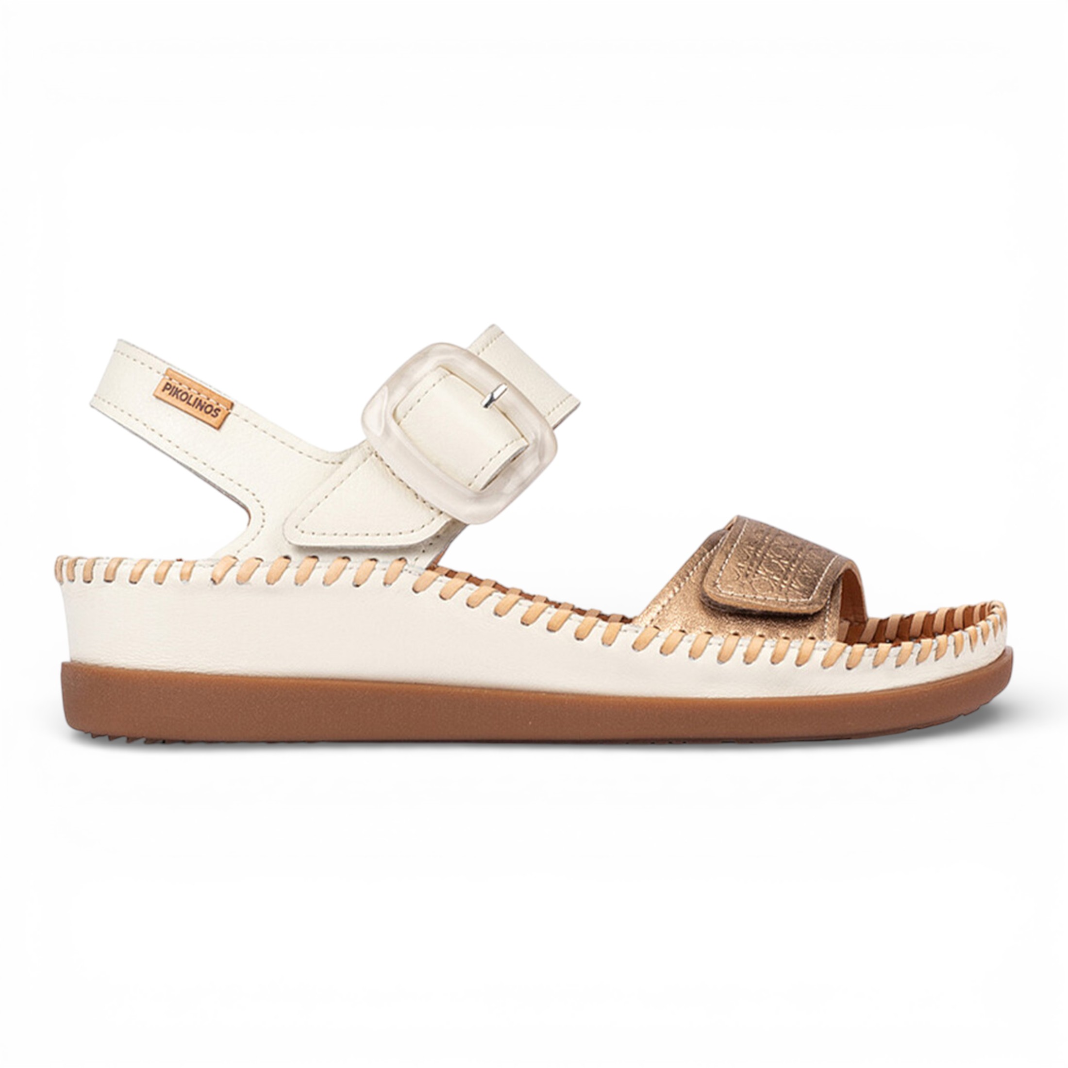 Pikolinos Damen Weiße Leder Leichte Sommer-Keilsandalen - Cadaques