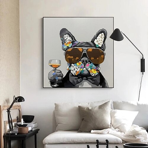 Handgefertigtes handgemaltes Ölgemälde Wandkunst abstrakte Tiere Hund Carvas Figur Heimdekoration Dekor gerollte Leinwand kein Rahmen ungedehnt Image