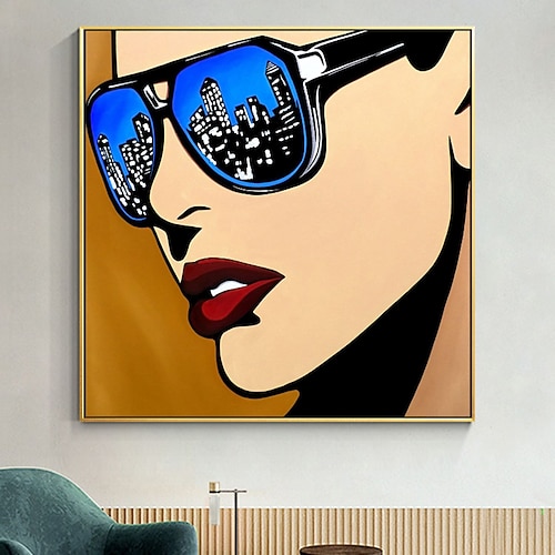 Handgefertigtes Ölgemälde auf Leinwand, Wandkunst, Dekoration, modernes Modefigurenporträt für Wohnkultur, gerolltes, rahmenloses, ungedehntes Gemälde Image