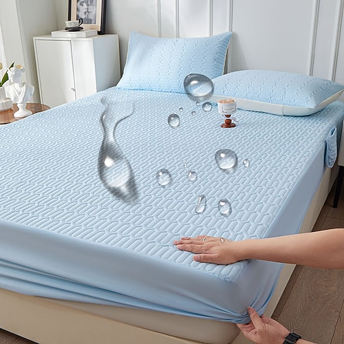 Wasserdichter Matratzenschoner, gesteppter, verdickter Einzelbettbezug, wasserdichter Urinschutz für Matratzen Image