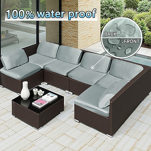 wasserdichte Outdoor-Kissenbezüge aus TPU-beschichteter Milchseide, einfarbig, dehnbar, für Outdoor-Sofagarnituren und Ecksofas Image