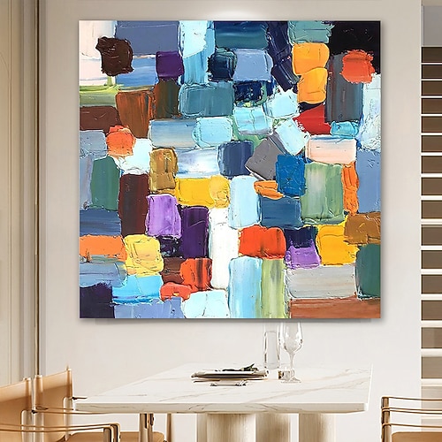 Hang-Ölgemälde Handgemalte Quadratisch Abstrakt Modern Ohne Innenrahmen (ohne Rahmen) Image