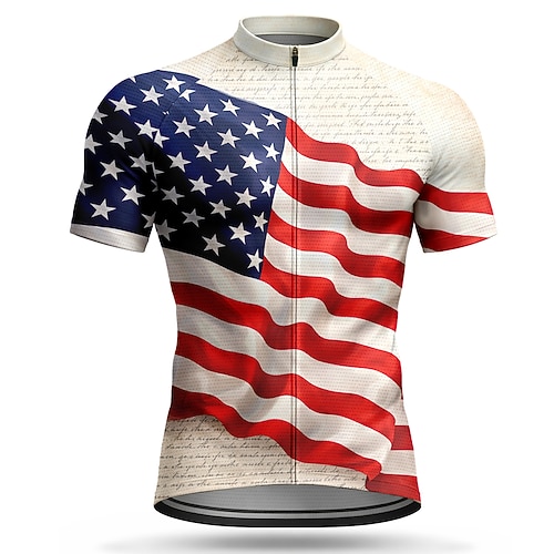 Amerikas 250. Jahrestag Tag der Unabhängigkeit Amerikanischer Nationalfeiertag Herren Radtrikot Amerikanische US-Flagge Flagge / Nationalflagge Kurzarm Fahhrad Trikot Oberteil mit 3 Gesäßtaschen Image