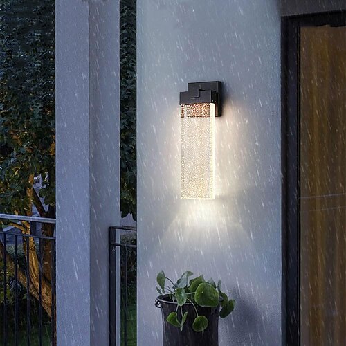 Moderne Wandleuchte, LED-Wandleuchte mit Kristallblasenglas, moderne Veranda-Licht für drinnen und draußen, 10 W/18 W/24 W, 3000 K, für Tür, Garten, Flur, Terrasse, Wohnzimmer Image