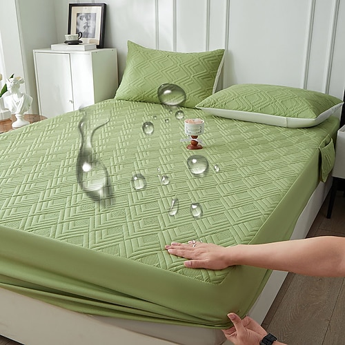 Wasserdichter Matratzenschoner, gesteppter, verdickter Einzelbettbezug, wasserdichter Urinschutz für Matratzen Image