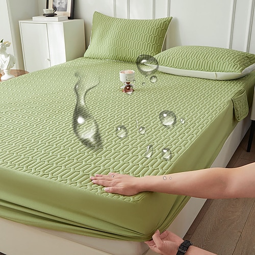 Wasserdichter Matratzenschoner, gesteppter, verdickter Einzelbettbezug, wasserdichter Urinschutz für Matratzen Image