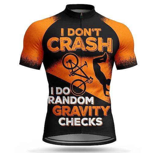 Herren Radtrikot Geometrisch Fahhrad Charakter Slogan Kurzarm Fahhrad Trikot Oberteil mit 3 Gesäßtaschen UV-beständig Schnelltrocknend Mit Taschen Frontreißverschluss Sport Schwarz Bekleidung Image