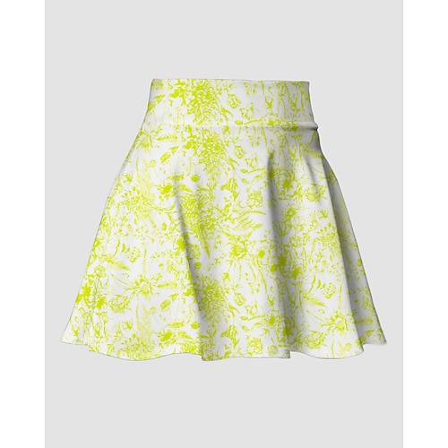 Damen Blumenmuster Lässiger Rock Tennis-Skort Tennisröcke mit Shorts Sportrock Ärmellos Tasche Hohe Taille Schnelltrocknend Atmungsaktiv Volleyball Tennis Golfspiel Rock Schwarz Gelb Blau Image