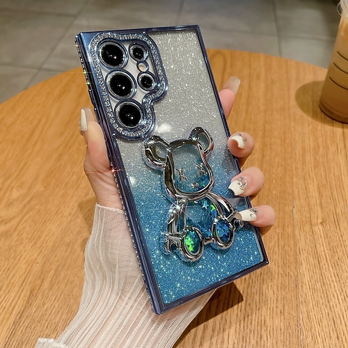 Handy Hülle Handyhüllen Für Samsung Galaxy S26 Ultra Plus S25 S24 S23 Ultra Plus S22 Plus Ultra Rückseite Bling Glitzer glänzend Stoßfest Bär TPU Image
