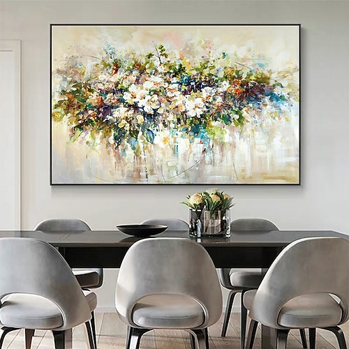 handgemachte ölgemälde leinwand wandkunst dekoration abstrakte pflanzen blumenfarbe blumenstrauß für wohnkultur gespannter rahmen hängende malerei Image
