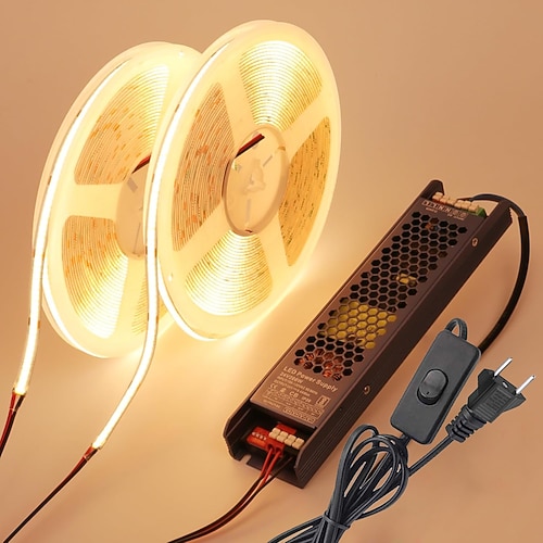 10m 2x10M Lichtsets 320 LEDs COB 8mm 1 Set Warmweiß Weiß Neutralweiß LED-Streifenlicht Selbstklebend 220-240 V Image