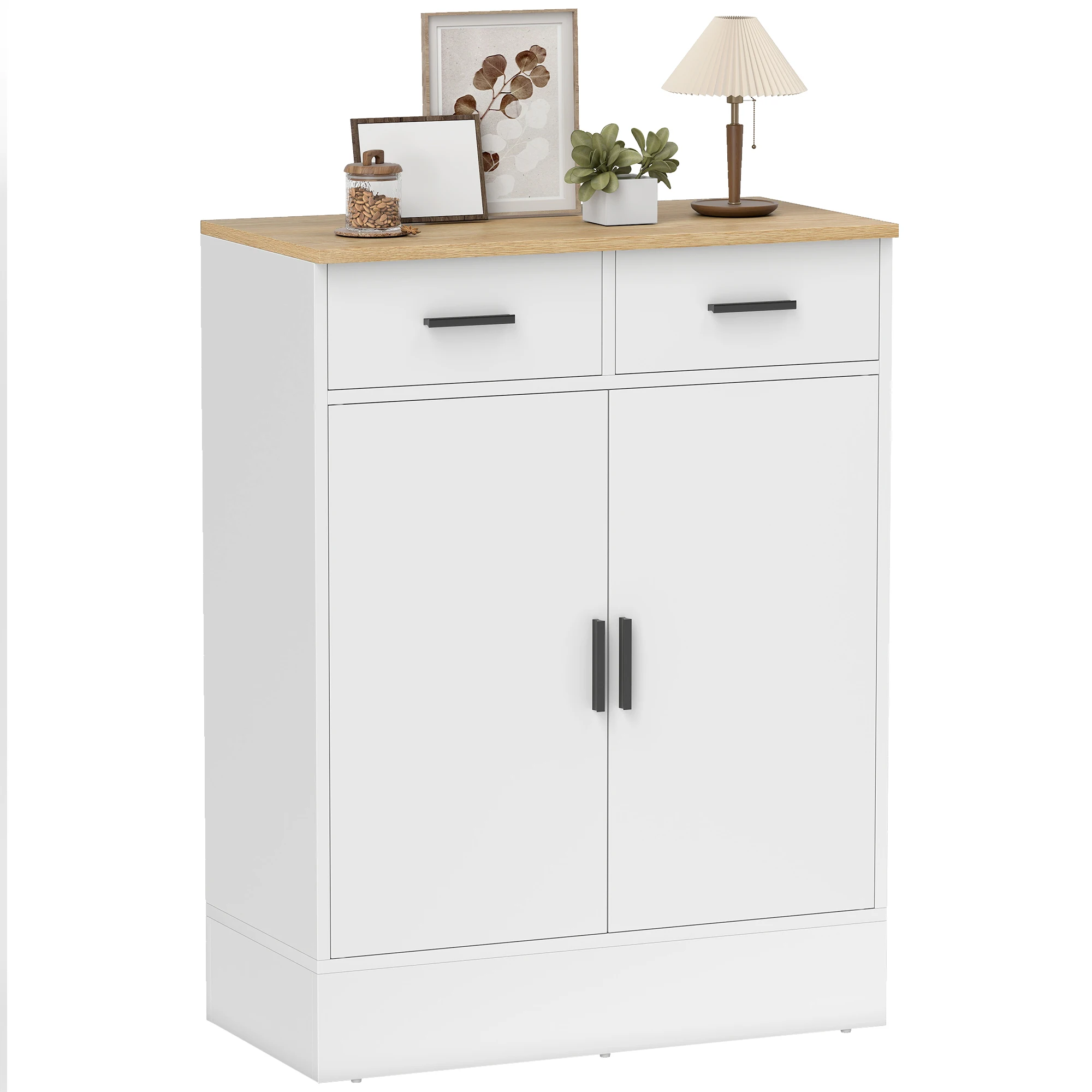 HOMCOM Buffet, mobile contenitore con 2 ante, 2 cassetti e ripiano regolabile, stile moderno, credenza per sala da pranzo, cucina e