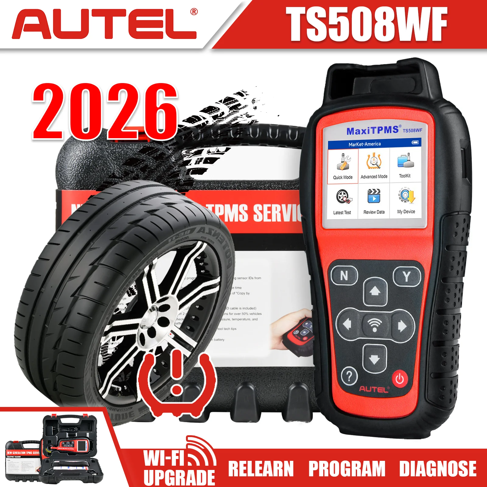 2026 Autel TS508WF TPMS MX-Sensor 315/433MHz Auto-Diagnose-WLAN-Programmiergerät Reifenreparatur-Programm Aktivieren Neu-Lernen Image