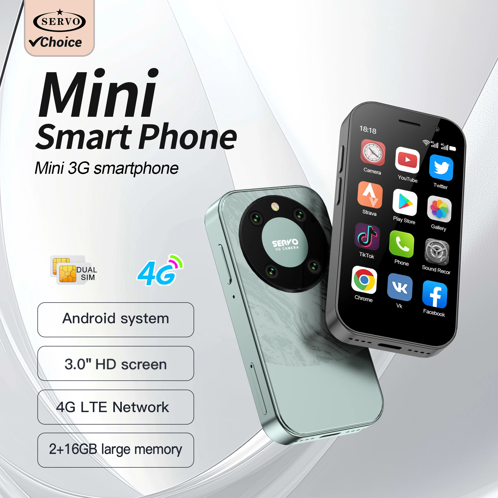 Globale Version KING9000 4G Mini Smartphone 3.0" Dual SIM 16GB+2GB Android OS Google Play Original kleines Mobiltelefon Google Play Image