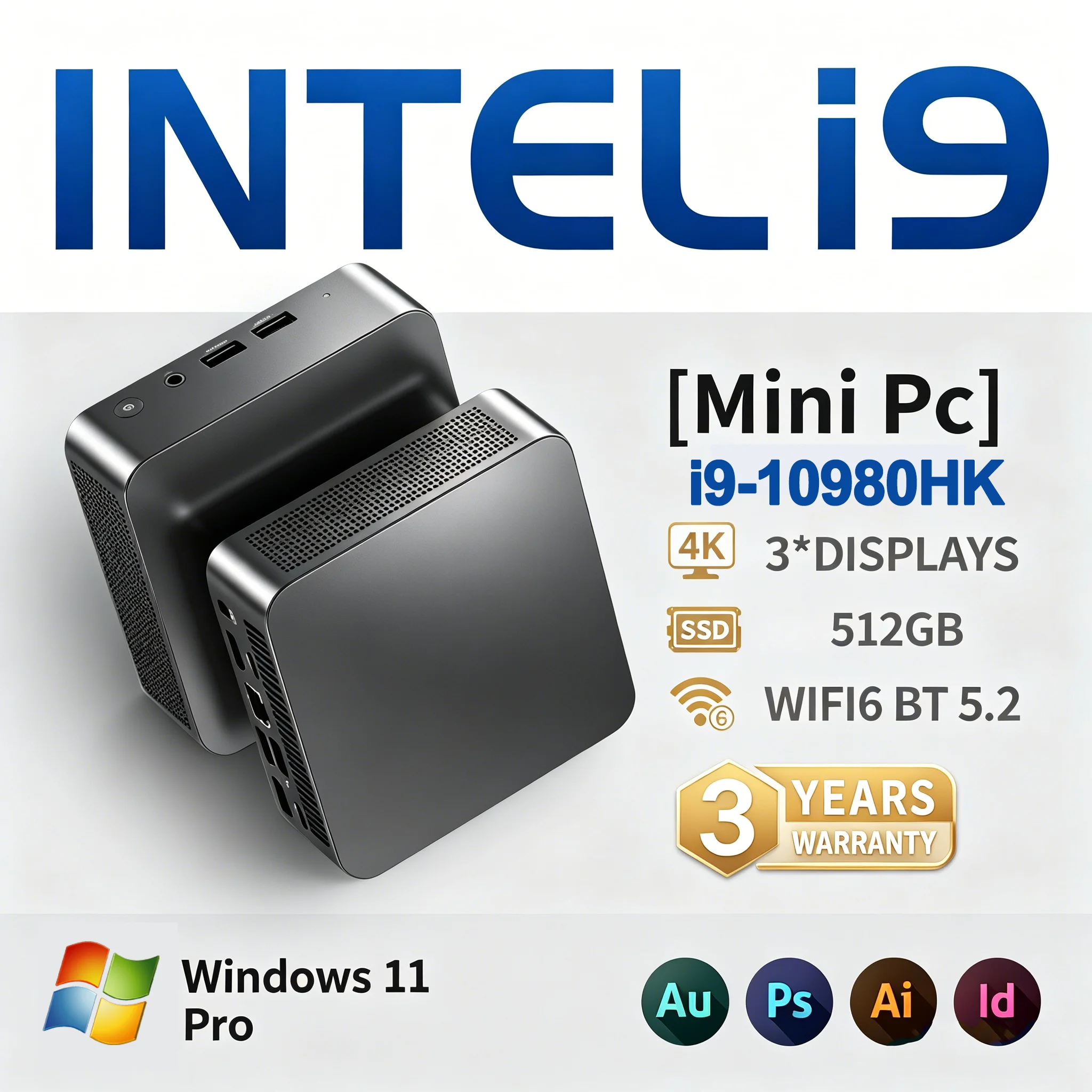 I9 MINI PC Windows 11 Pro Intel Core I9 10980HK/Intel N150 MINI Computer 16GB DDR4 2048GB SSD WiFi 6 BT5.2 Gaming MINI PC