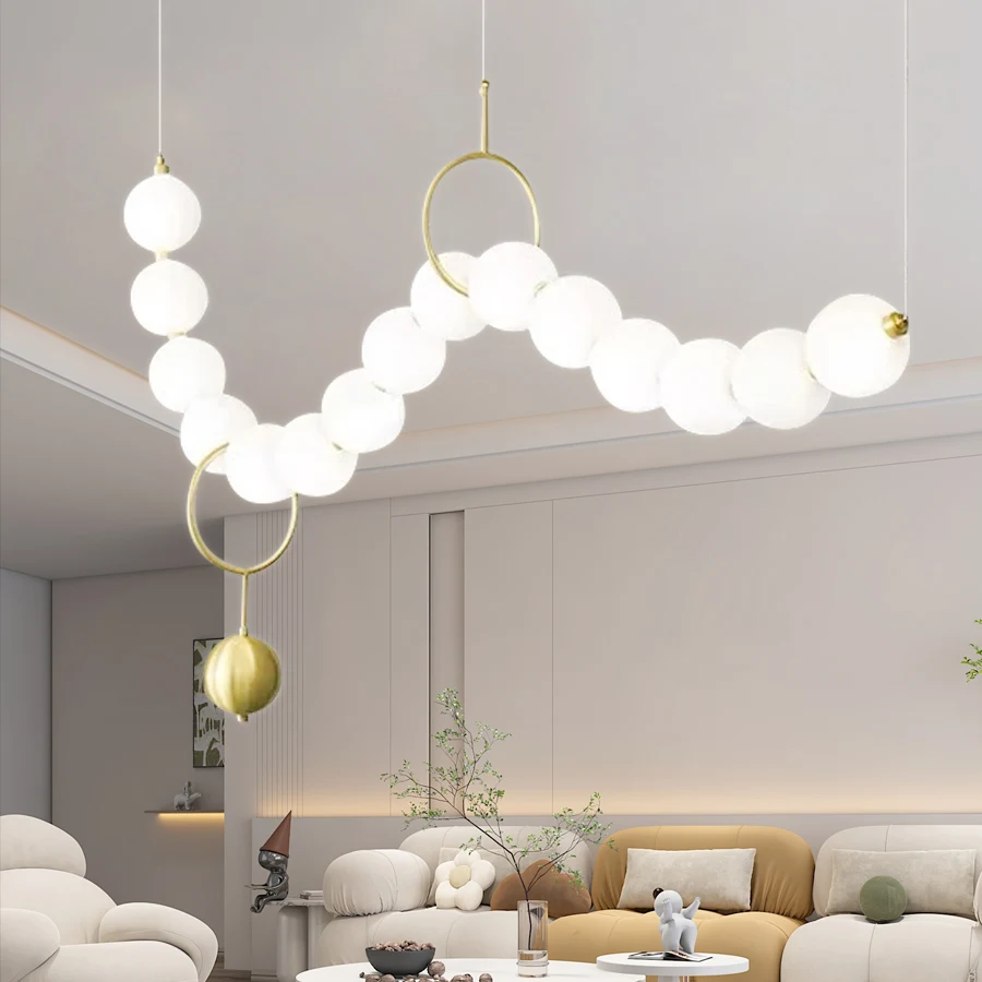 LED Esszimmer Pendelleuchte Halskette geformt Glaskugel Pendelleuchte, Magic Bean Wohnzimmer lange Esstischleuchte, Pendelleuchte
