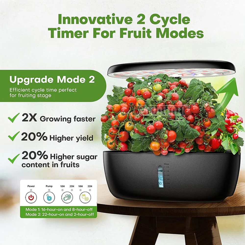 Intelligente Pflanzmaschine für den Innenbereich, erdloser Hydrokultur-Pflanzgefäß mit Fülllichtständer, Hydrokultur-Anbausystem Image