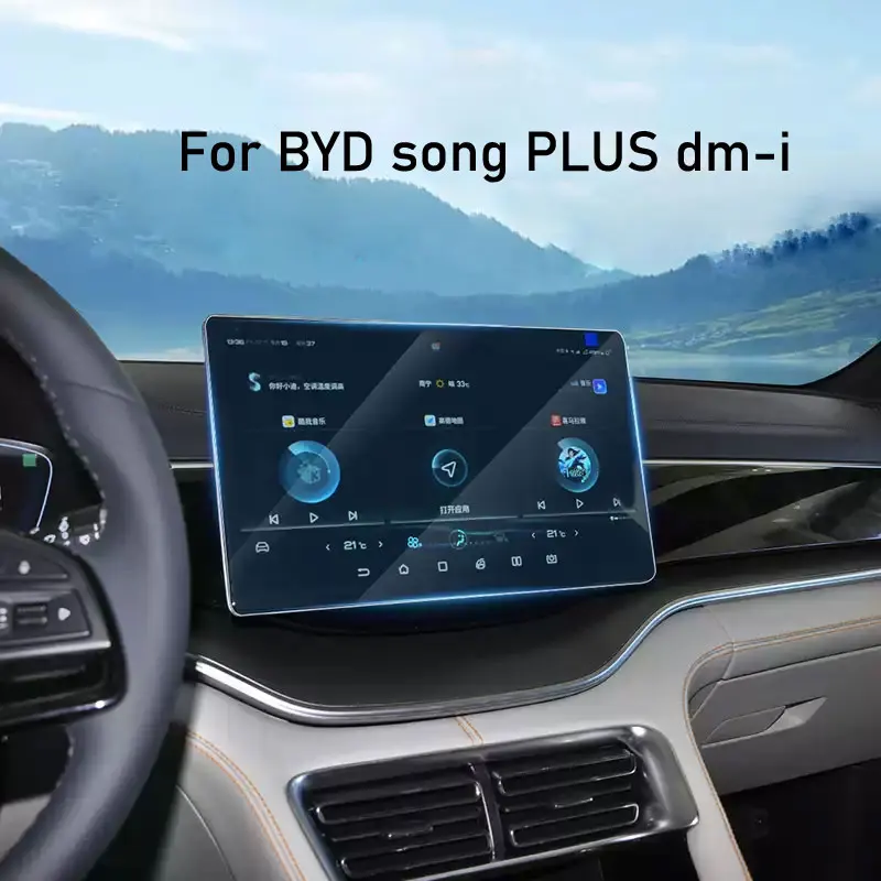 Displayschutzfolie aus gehärtetem Glas für BYD Song PLUS DM-i 2021–2025, 12,8 Zoll oder 15,6 Zoll, Autoradio, GPS-Navigation, kratzfest Image