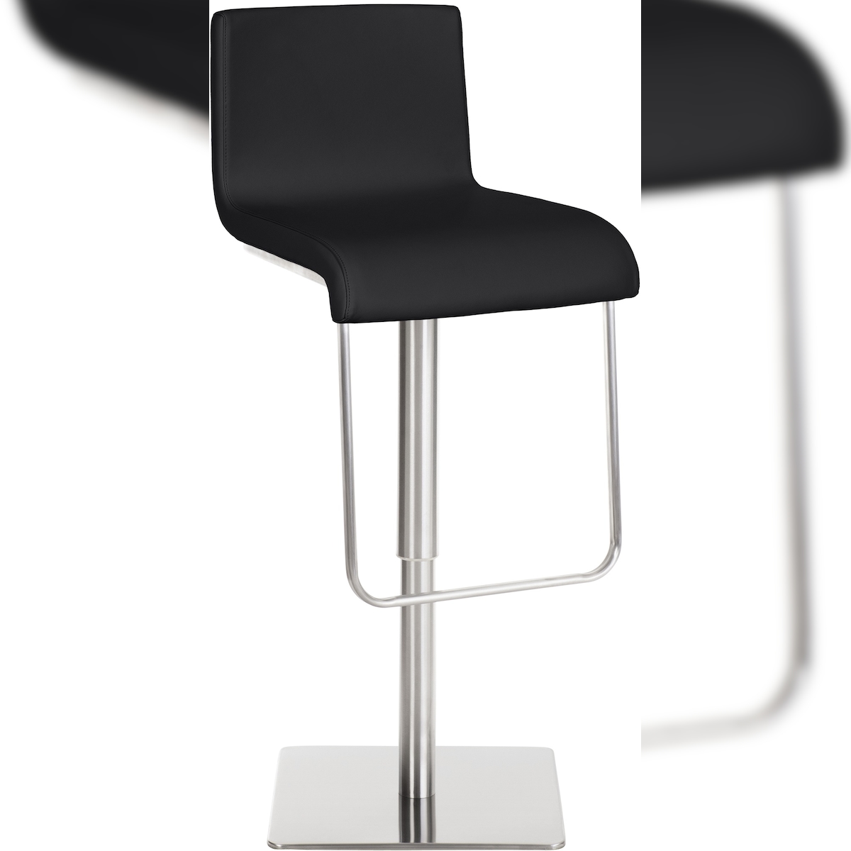 DELUKE Barhocker BITOR - Kunstleder Schwarz 39x46x80 cm Silber | Barstuhl Höhenverstellbar Mit Lehne Drehbar Tresenhocker Tresenstuhl Kneipenhocker Image