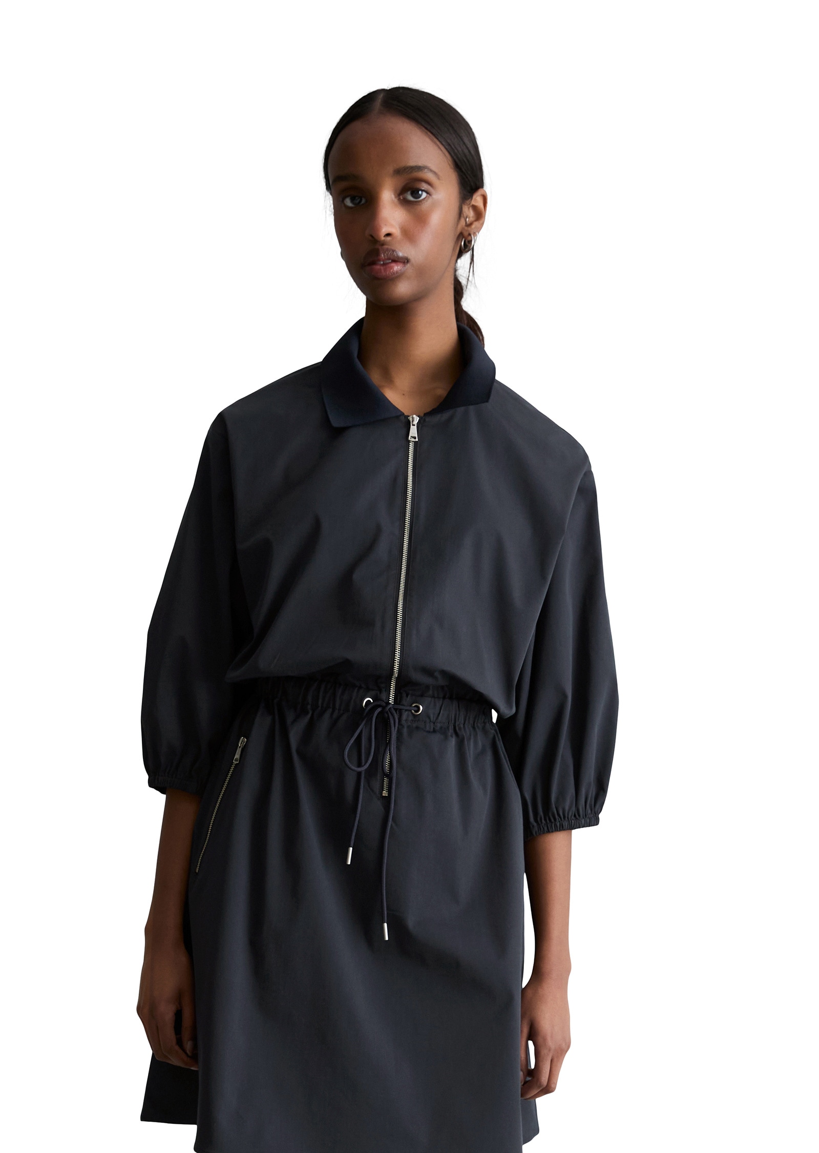 Minikleid MARC O'POLO DENIM "aus Organic-Cotton-Mix-Stretch", Damen, Gr. S, Normalgrößen, blau depths, Obermaterial: 68% Baumwolle, 27% Polyester, 5% Elasthan, unifarben, regular fit kurz, elastischer Bund, Kleider Minikleid Image