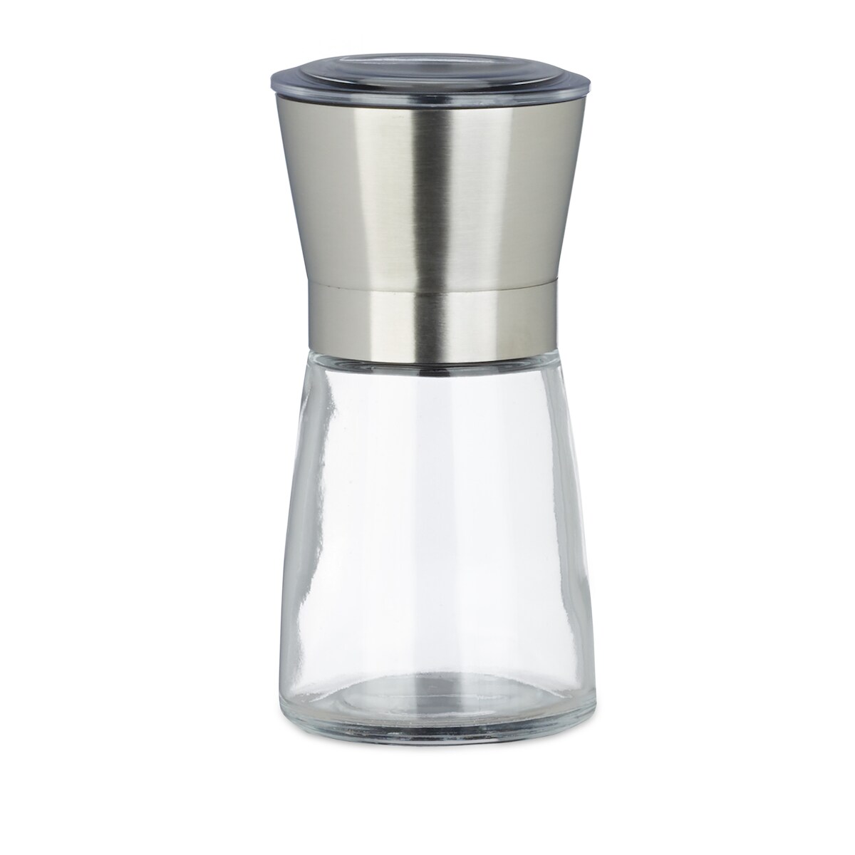 Relaxdays Pfeffermühle 2er Set, manuell, Glas, Edelstahl, hochwertig, Gewürzmühle, verstellbares Keramikmahlwerk, silber Image