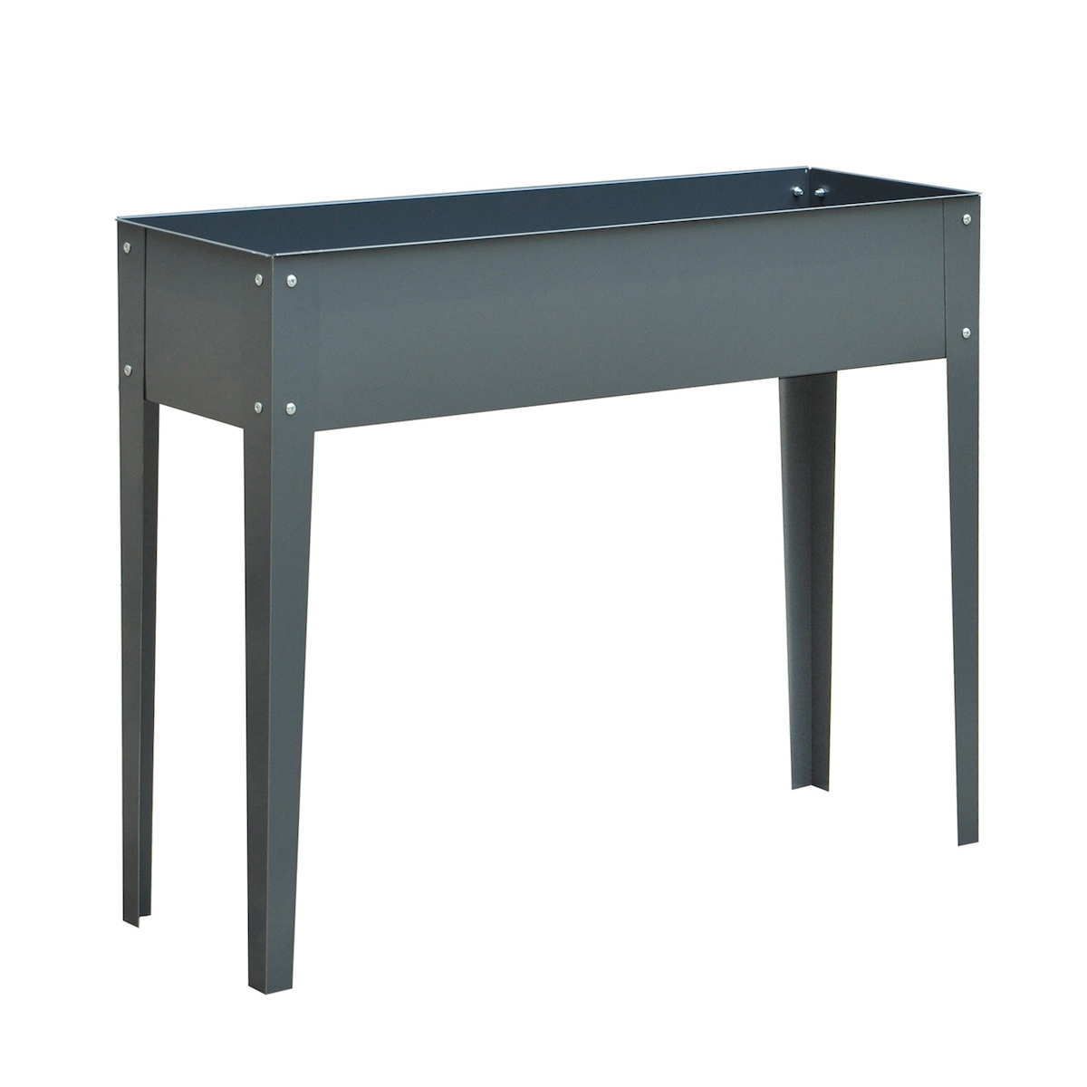 STILVORA Hochbeet Pflanzkasten Metall Dunkelgrau 100x30x80 cm mit Füßen und 3 Wasserabflüssen, platzsparend für Balkon Terrasse, komfortable Arbeitshöhe Image