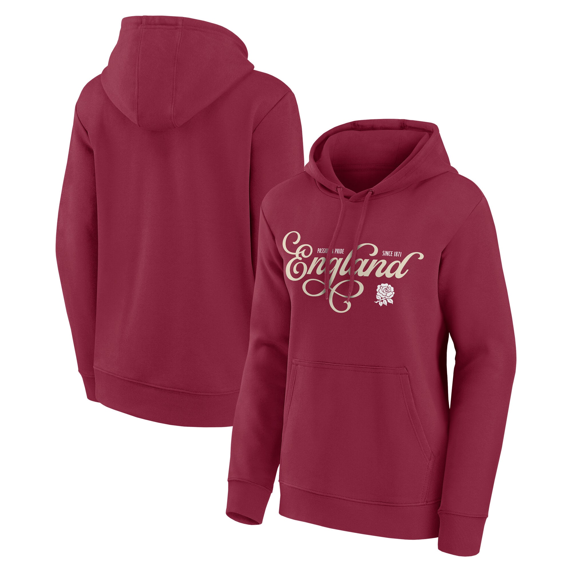 Rugby-Hoodie mit Vintage-Schriftzug – Rot – Damen