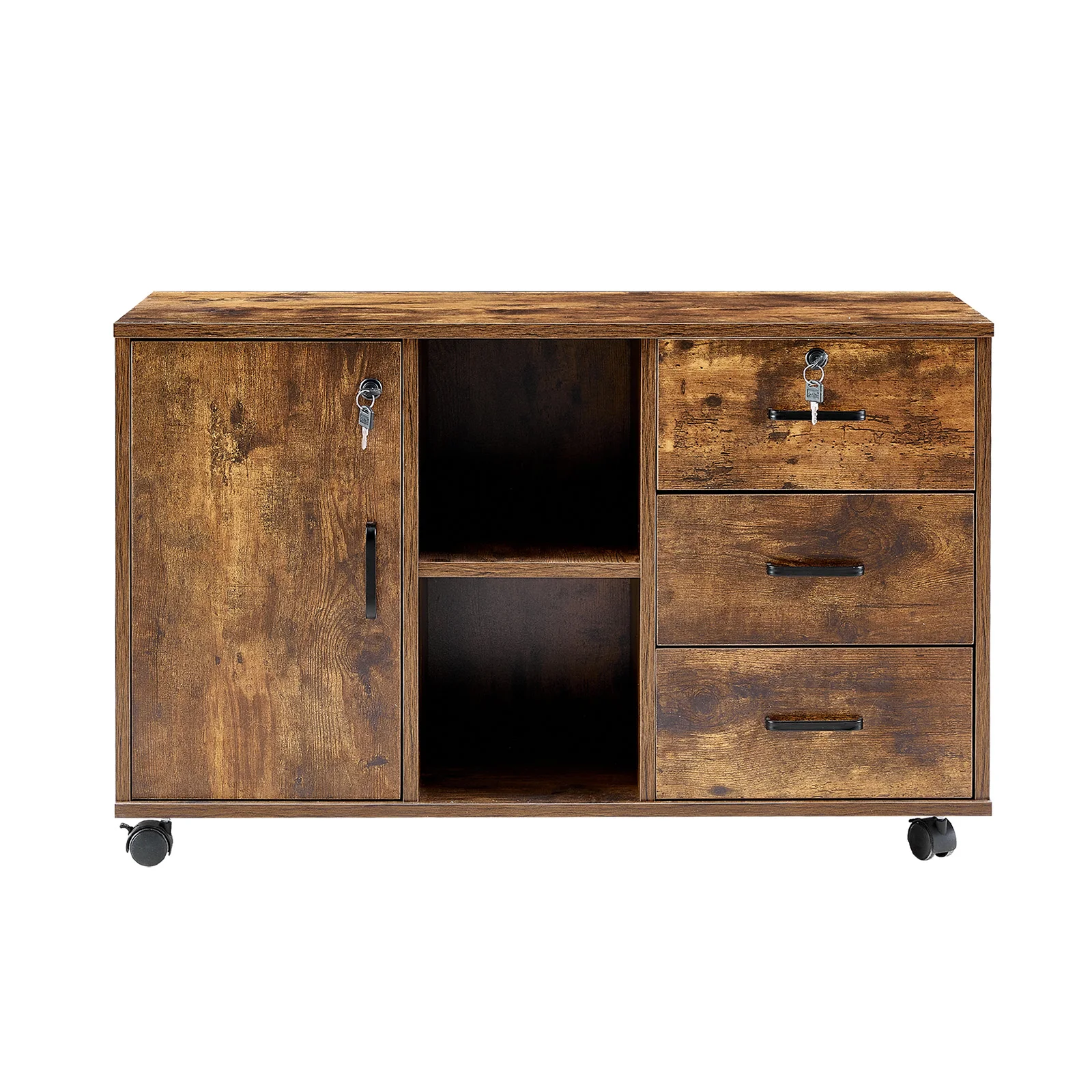 Rollcontainer Abschließbar mit 3 Schubladen Büroschrank mit Rollen Image