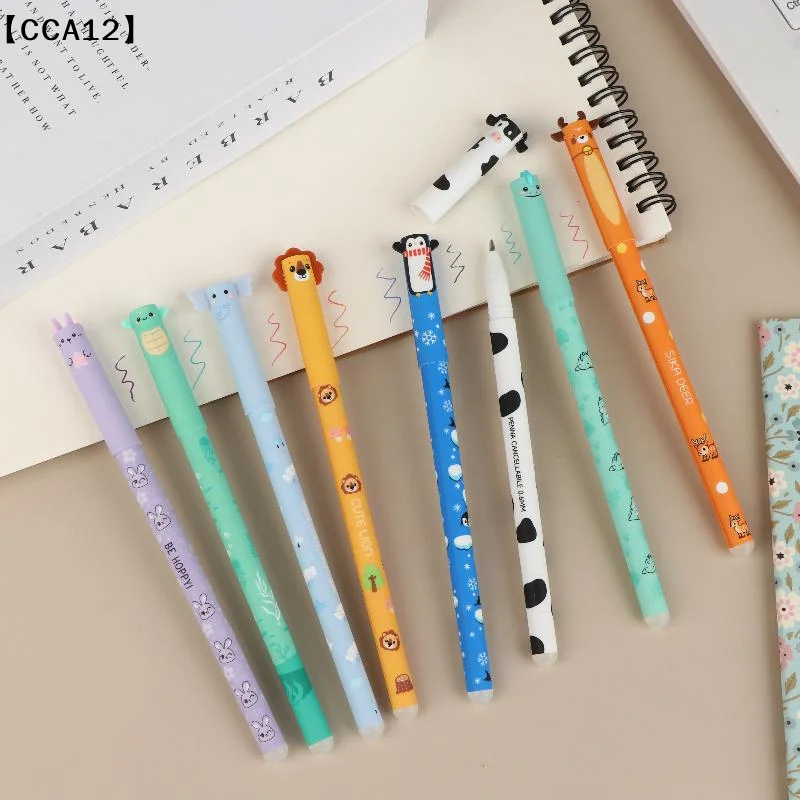 8 Stück Cartoon-Tier-Gelstifte, löschbar, 0,5 mm, bunte Tinte, Kugelschreiber, glattes Schreiben, für Büro, Schule, Schreibwaren Image