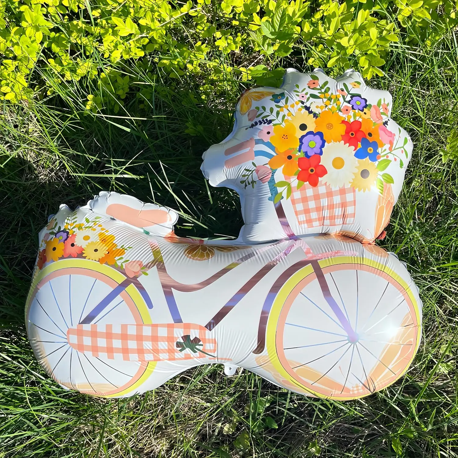 Große 55 x 66 cm Fahrradblumen-Folienballons für Babyparty, Wald, Sommerurlaub, Picknick, Grillen, Geburtstagsparty-Dekorationen Image