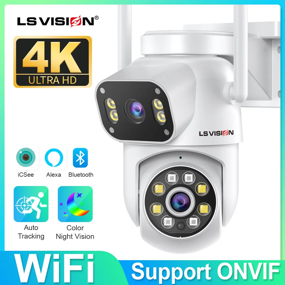 LS VISION 8MP 4K PTZ Wifi Kamera Dual Objektiv Drahtlose Outdoor Überwachungs Kamera Ai Menschliches Erkennen Sicherheit IP Kamera auto Tracking Image