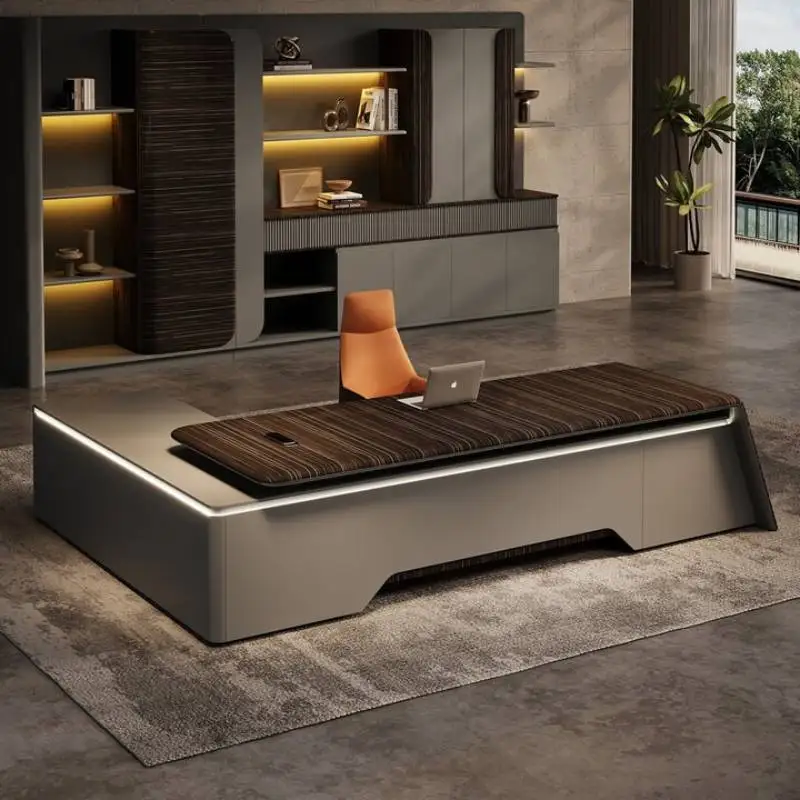 Verstellbare Holz-Büroschreibtische mit Stauraum Moderne Tragbare Büroschreibtische Höhenverstellbare Computertische Büromöbel Image