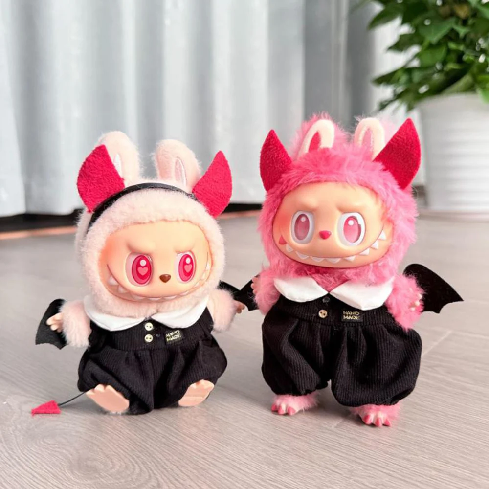 Für Labubu Teufel Kleidung 15/17 cm V1 V2 V3 Puppe Mini Plüsch Puppe Teufel Flügel Zubehör Halloween kostüm Image