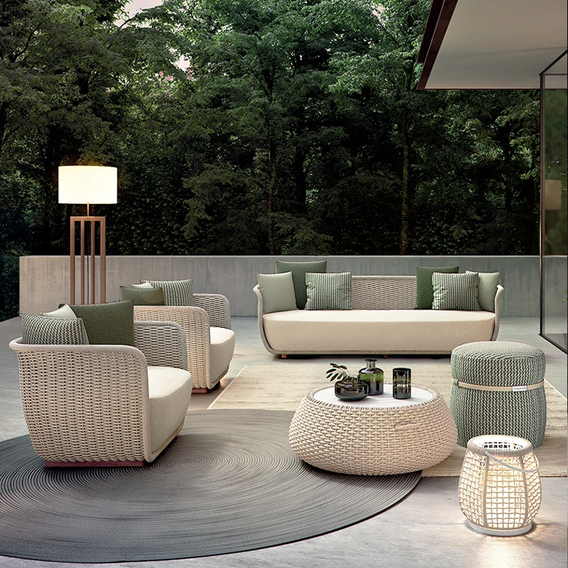 Outdoor Sofa Garten Möbel Sets Wasserdichte Moderne Hof Villa Garten Möbel Sets Nordic Rattan Mobilier Home Möbel