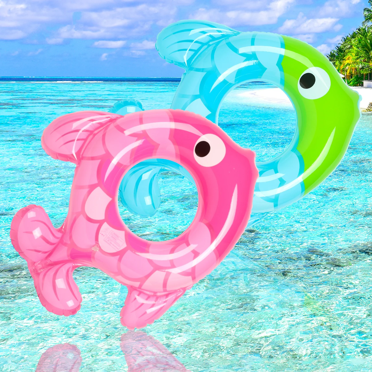 1 x aufblasbare Poolschwimmer in Form eines kleinen Fischen, verdickt für Erwachsene im Sommer, geeignet für Poolpartys. Image