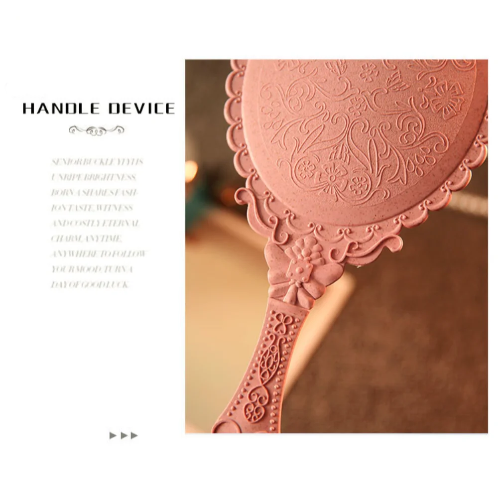 Vintage Handheld Make-up Spiegel Make-up Eitelkeit Kosmetik Handspiegel geschnitzt Eitelkeit Spiegel Frauen Image